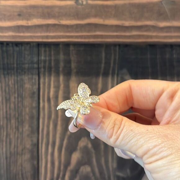 Elegant 14K Gold Plated Zirconia Butterfly Ring - Picture 5 of 8